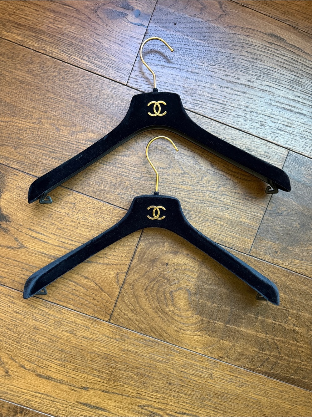 CHANEL Velour Clothes Hangers in Black (x2)